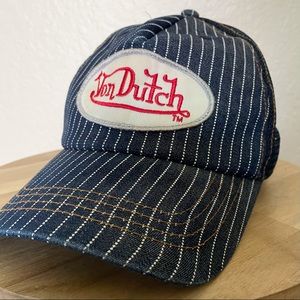 Von Dutch Original Trucker Hat / Early 2000’s Y2K / Pin Striped